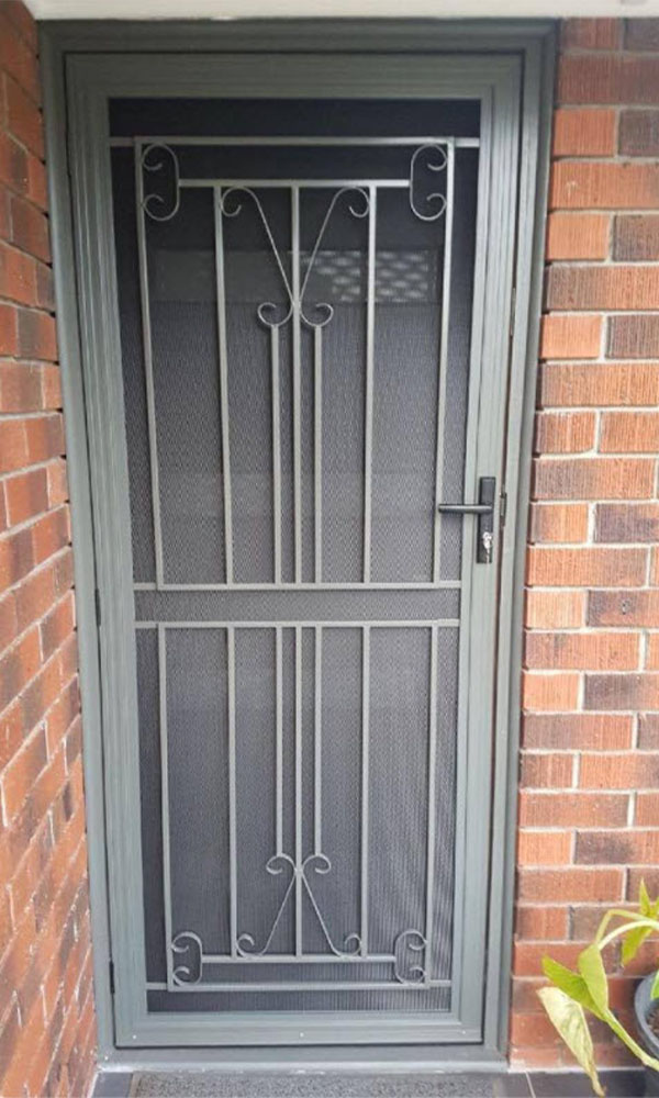 Olive powder coated iron grill security screen doors Adelaide