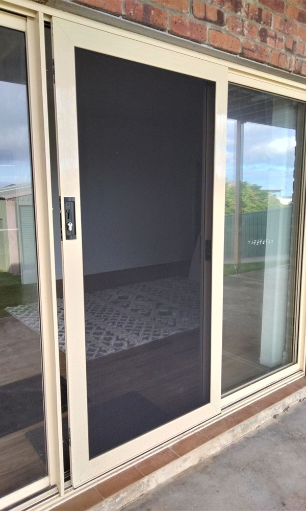 Beige Sliding Crimsafe security screen doors Adelaide